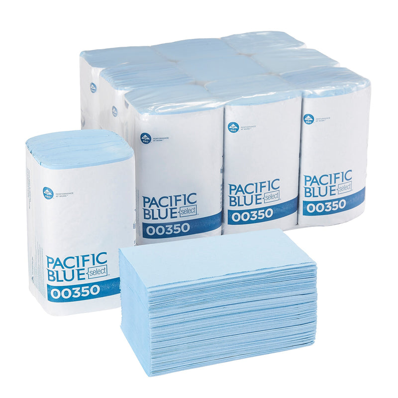 Pacific Blue Select Poly Cleaning Wipers, 10.25" x 9.5", Blue, 250 Wipers/Box, 9/Carton (350)