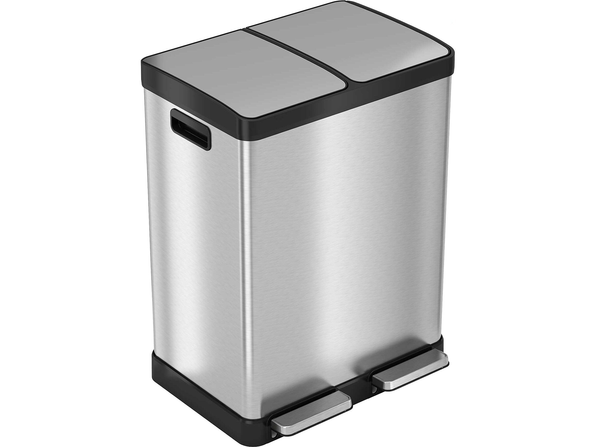 HLS Commercial Stainless Steel Trash & Recycling Bin Combo, 16-Gallon, Silver (HLSS16RFR)