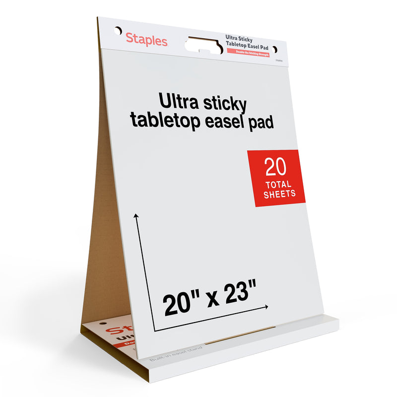 Staples Ultra Sticky Tabletop Easel Pad, 20" x 23", 20 Sheets/Pad (ST62836)