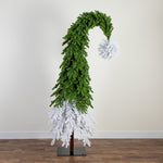 Nearly Natural 7-ft Holiday Green & White Santa’s Hat Christmas Tree with 500 LED lights and 1275 Bendable Branches (T4697)