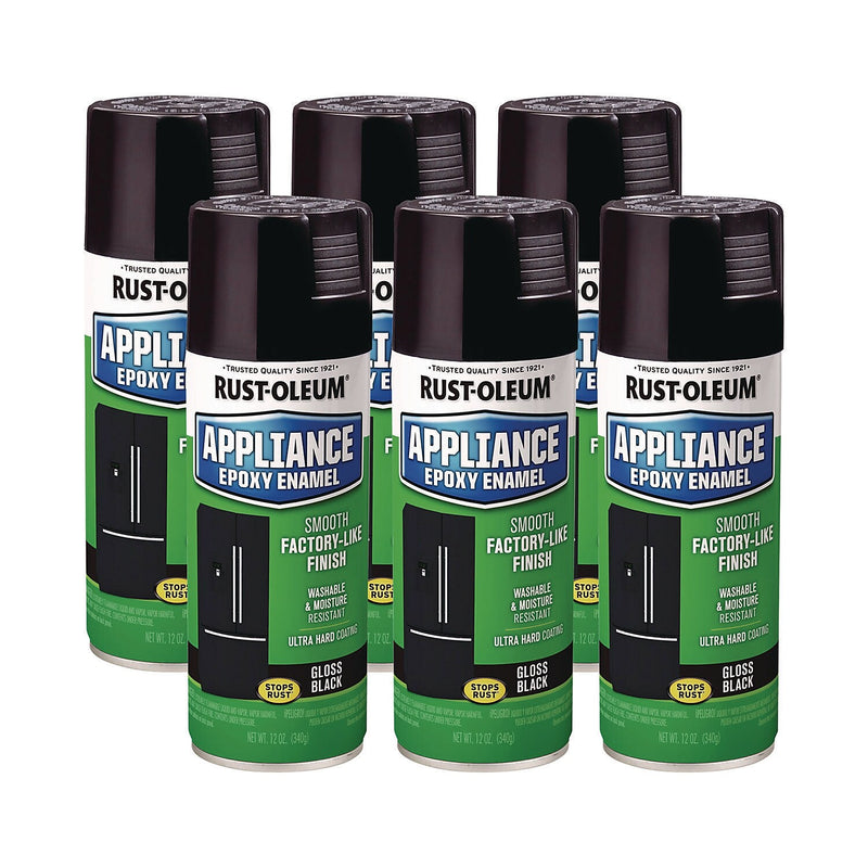Rust-Oleum Specialty Appliance Epoxy Spray Paint, Gloss Black, 12 oz., 6/Carton (7886830)