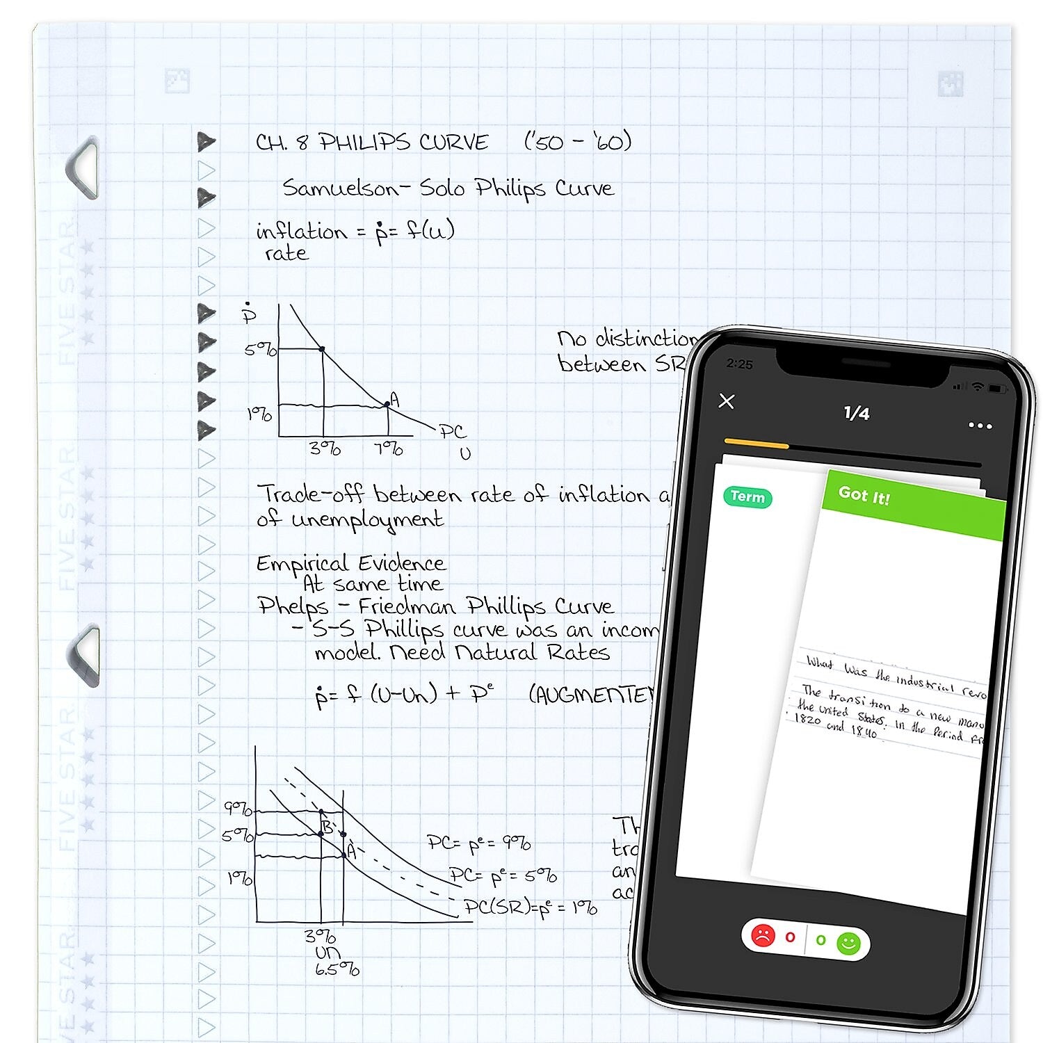 Five Star Reinforced Graph Paper, 8.5" x 11", 3-Hole Punched, 80 Sheets/Pack (170122/170036)
