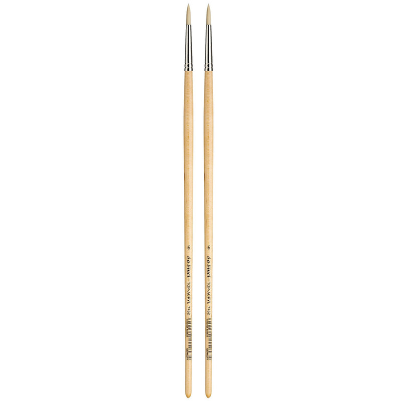 da Vinci TOP-ACRYL Oil and Acrylic Synthetic Bristle White Round Brush, 2 Brushes/Pack (DVXVA77826-2)