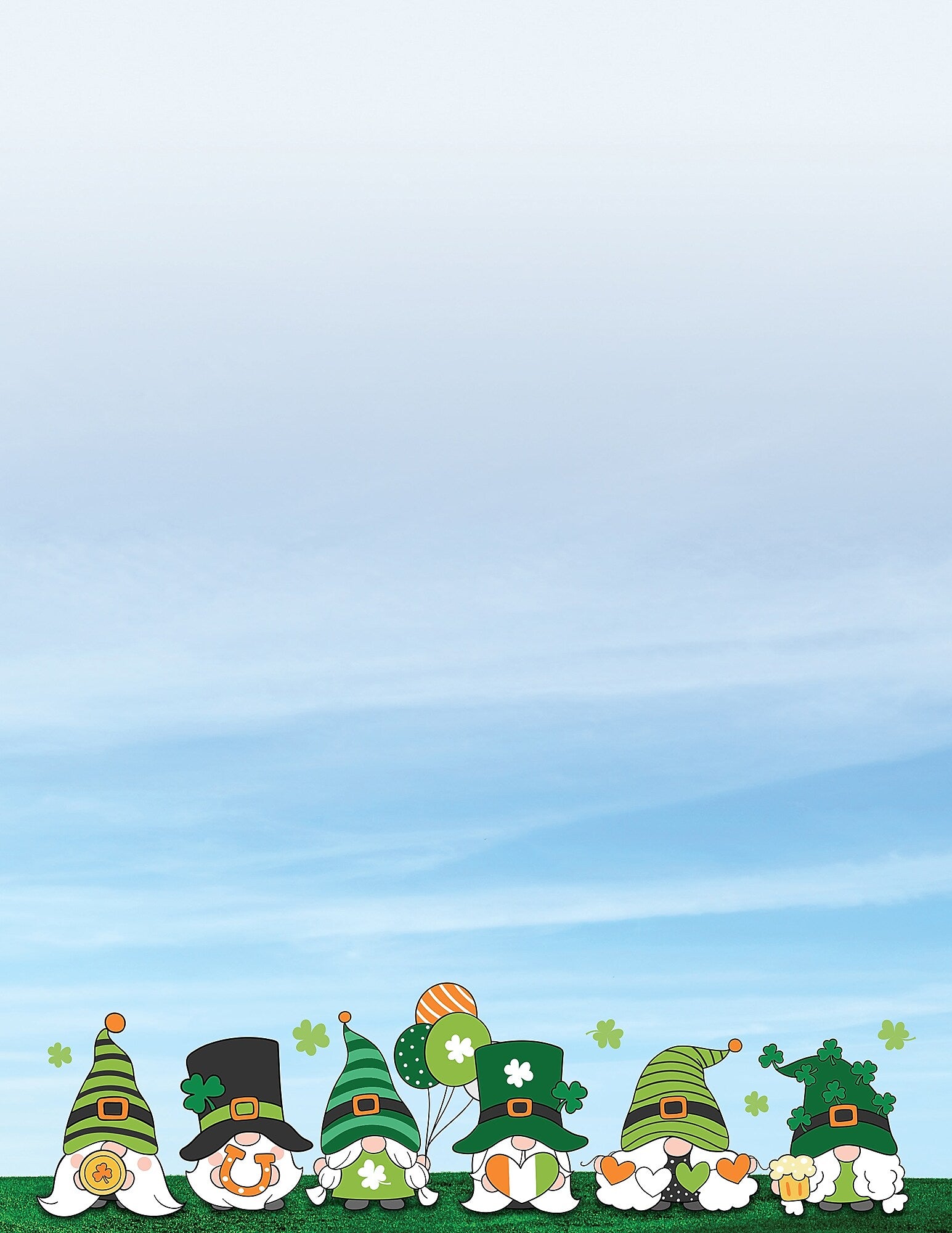 Great Papers Sky Party Irish Gnomes Everyday Letterhead, Multicolored, 50 Sheets/Pack (2025003)