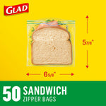 Glad Zipper Sandwich Bags, 50 Bags/Box (57263)