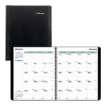2025-2026 Blueline Plan and Link 9.06" x 11" Monthly Planner, Faux Leather Cover, Black (REDC151281T)