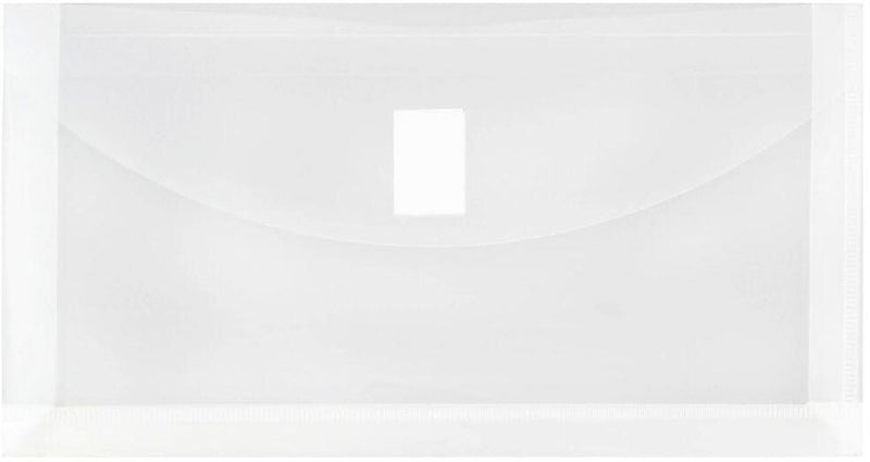 JAM Paper Premium Plastic Filing Envelope with Hook & Loop Closure, 5 1/4" x 10", Clear, 3/Pack (921V1CLX3)