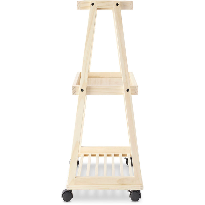 Whitmor 3-Shelf Wood Mobile Kitchen Cart with Lockable Wheels, Natural (6026-11895)