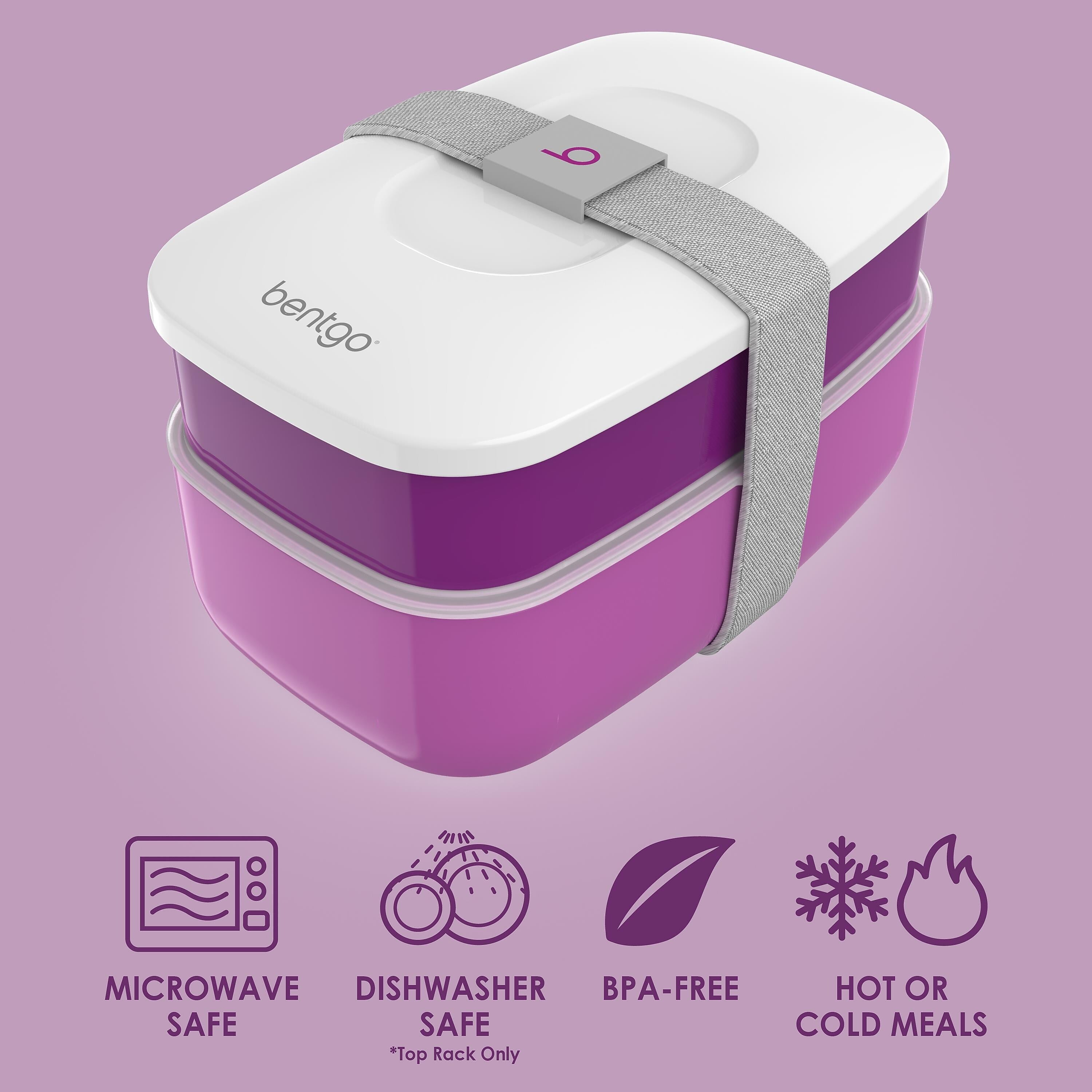 bentgo Classic All-in-One Bento Box, 2-Compartment, Purple (BENTGO-P)