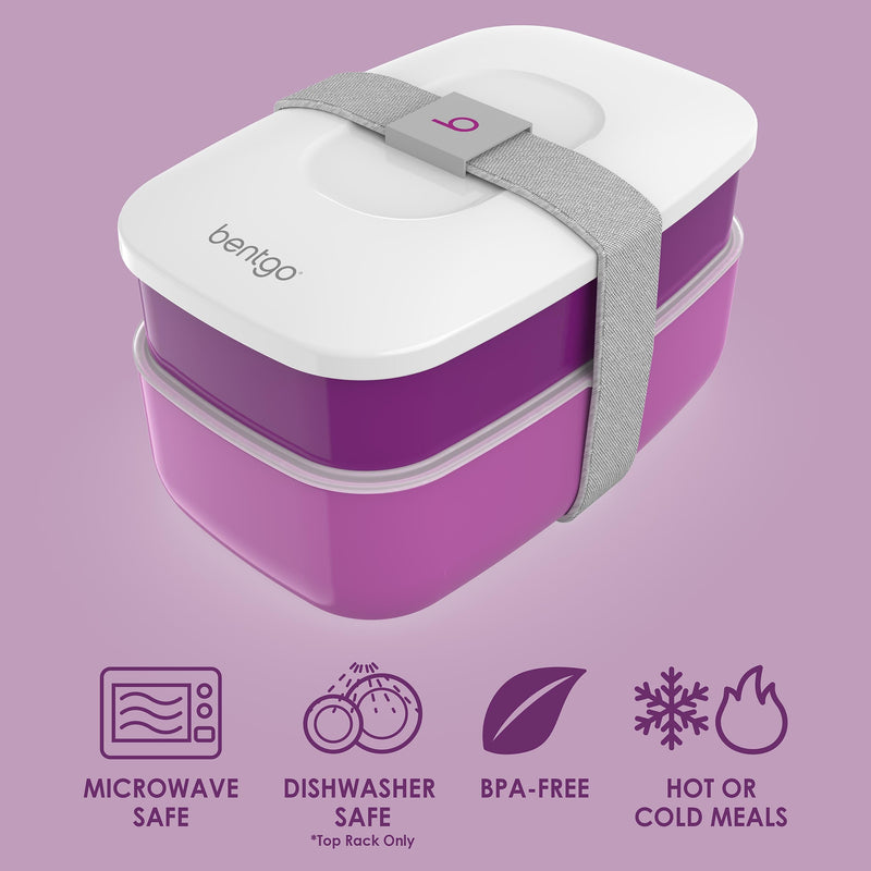 bentgo Classic All-in-One Bento Box, 2-Compartment, Purple (BENTGO-P)