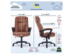 Serta Fairbanks Ergonomic Bonded Leather Executive Big & Tall Chair, 350 lb. Capacity, Brown (43675C)
