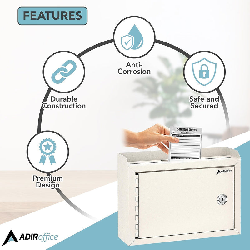 AdirOffice Steel Multipurpose Interoffice Mailbox Drop Box, Medium, White (631-02-WHI-PKG)