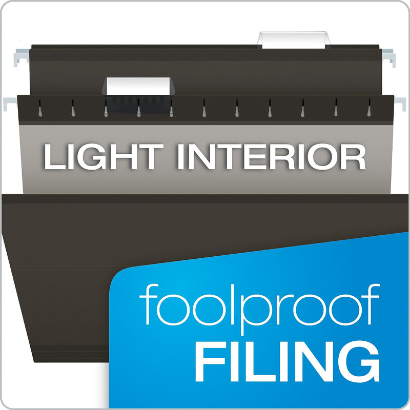 Pendaflex Reinforced Hanging File Folders, 1/5 Tab, Letter Size, Black, 25/Box (04152 1/5 BLA)