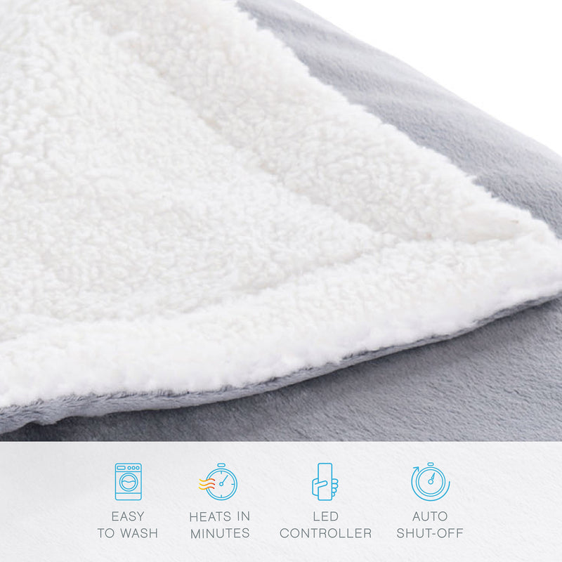 Pure Enrichment Heated Micromink & Sherpa Large Throw Blanket (PEHTTHRO-G-RT)