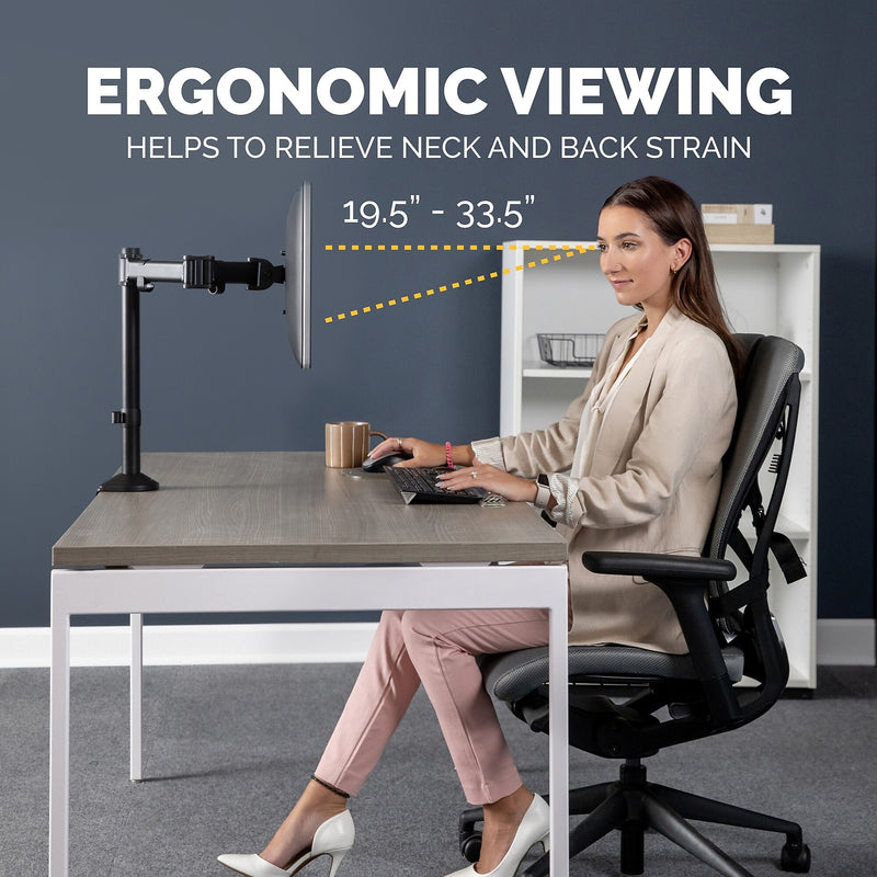 Fellowes Reflex Adjustable Monitor Arm, Up to 32" Monitor, Black (8502501)