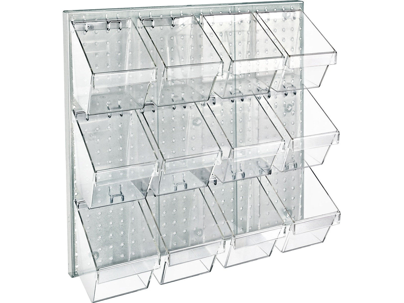 Azar 24" x 24" Pegboard 12 Small Bucket Accessory Organizer Kit, Clear, Each (700617-CLR)