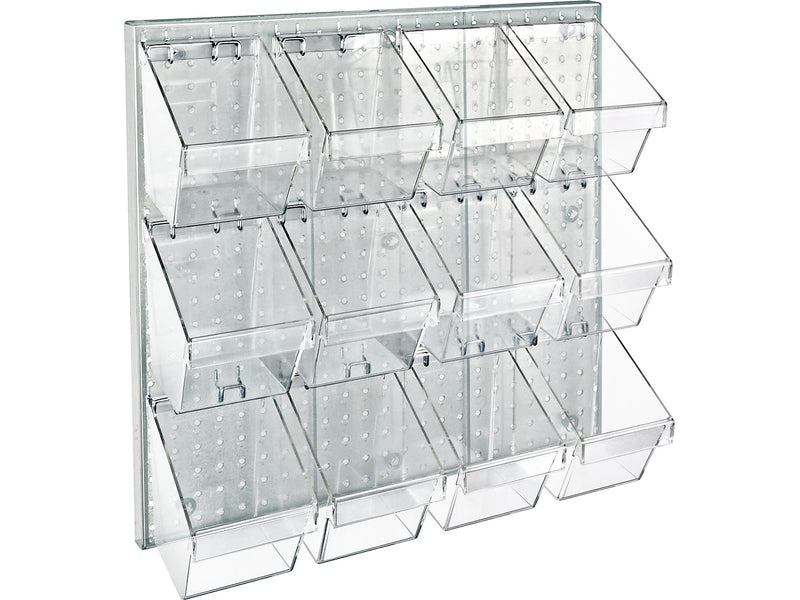 Azar 24" x 24" Pegboard 12 Small Bucket Accessory Organizer Kit, Clear, Each (700617-CLR)