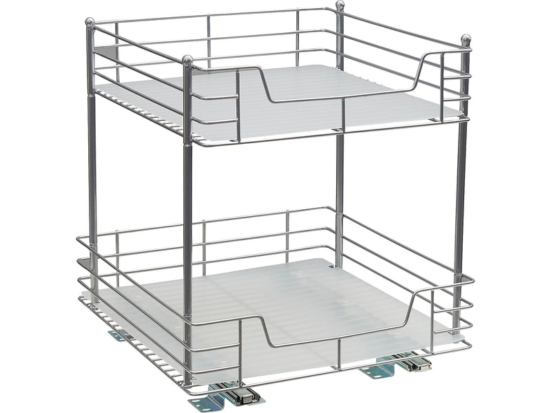 Household Essentials Glidez Steel 2-Tier Storage Organizer, Silver (25314-1)