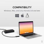 Plugable 7-in-1 Charging Hub with Data Transfer for USB-C or USB 3.0 Laptops