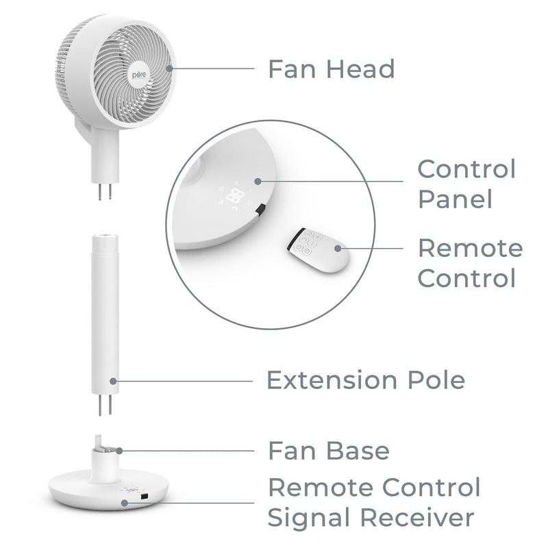 Pure Enrichment 2-in-1 Oscillating Floor Fan, 10-Speed, White (PEFANDUO)