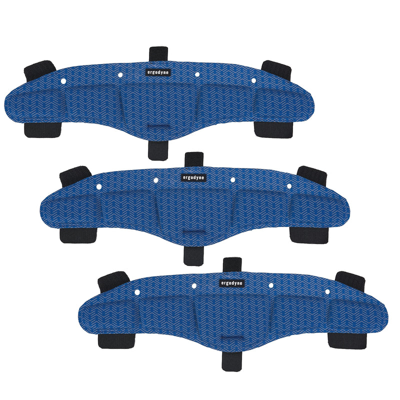 Chill-Its 6611 Hard Hat Cooling Sweatband Pad, Microfiber, Blue, 3/Pack (12447)