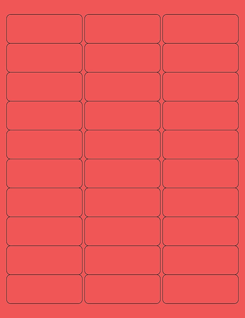 Red Laser Printer Label, 2-5/8" x 1"