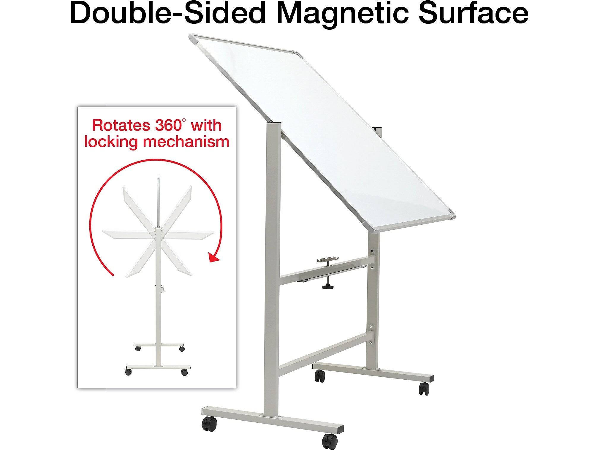 Excello Global Products Double Sided Magnetic Mobile Dry-Erase Whiteboard Easel, 36" x 42" (EGP-HD-0546)