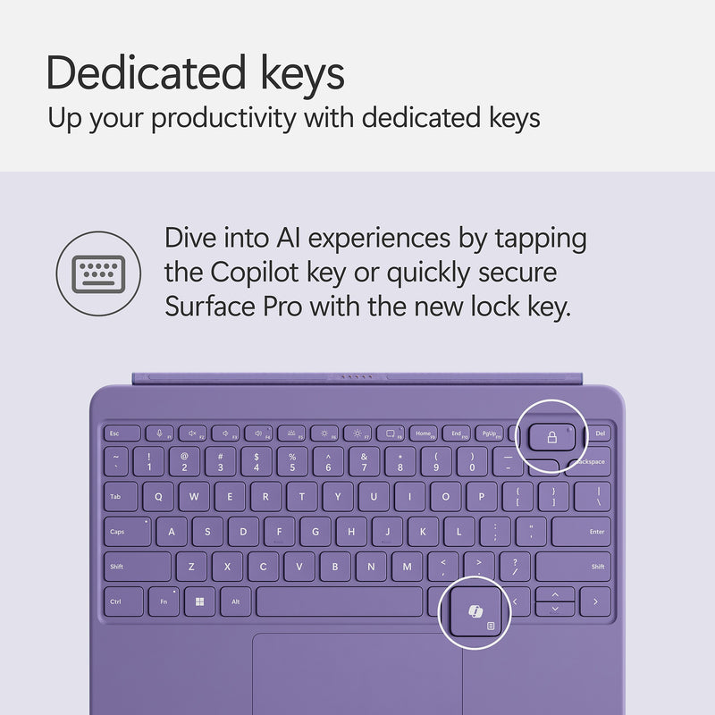 Microsoft Surface Pro 12" Keyboard Cover with Slim Pen 2, Violet (EP2-33104)