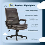 Serta Comfort Modern Ergonomic Bonded Leather Swivel Executive Chair, Brown (CHR10132B)