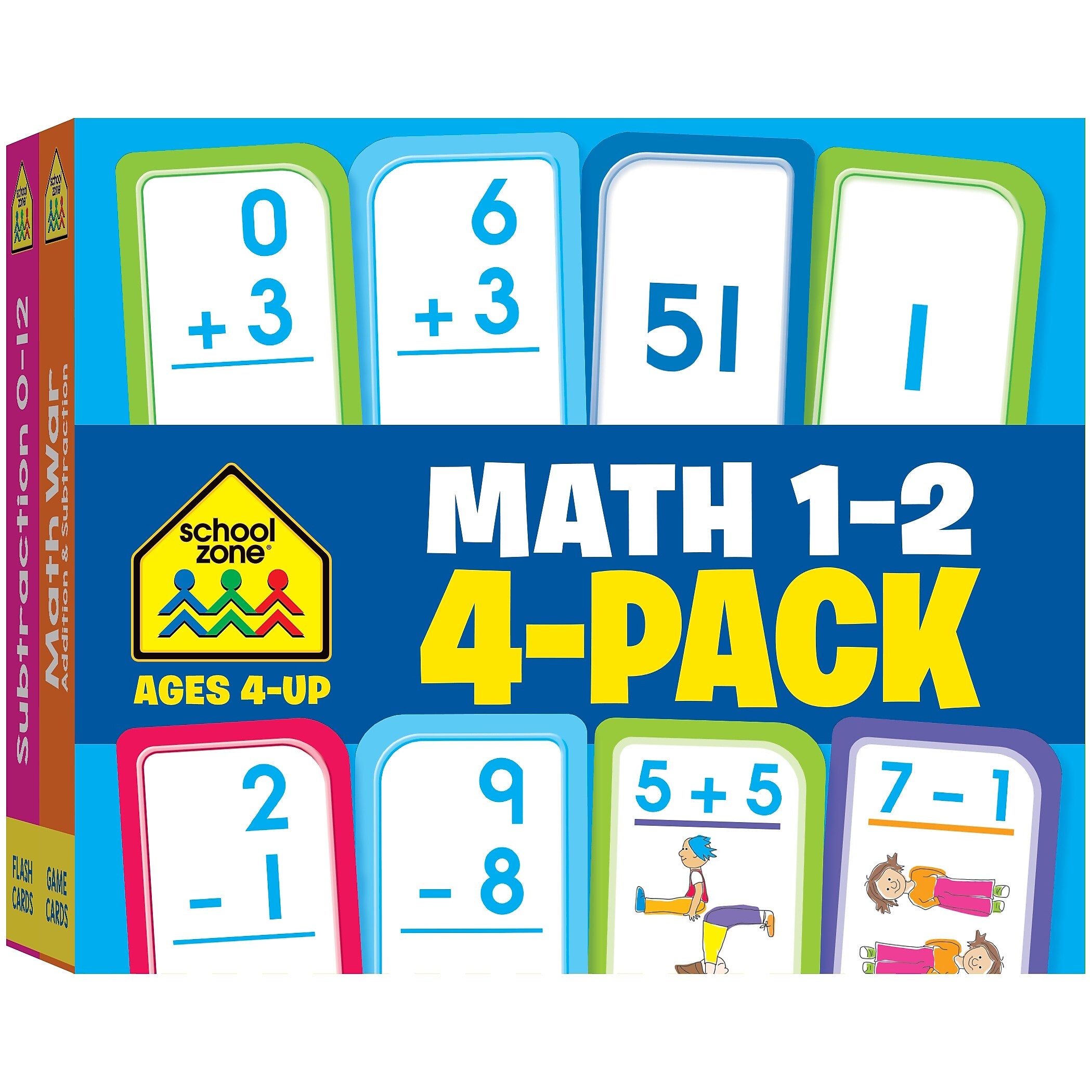 School Zone Math 1-2 Flash Card, 4/Pack (SZP04046)