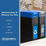 Commercial Zone Avante Series Polyethylene Dual-Stream Trash and Recycling Center, 60 Gallon, Black (787205MSA)