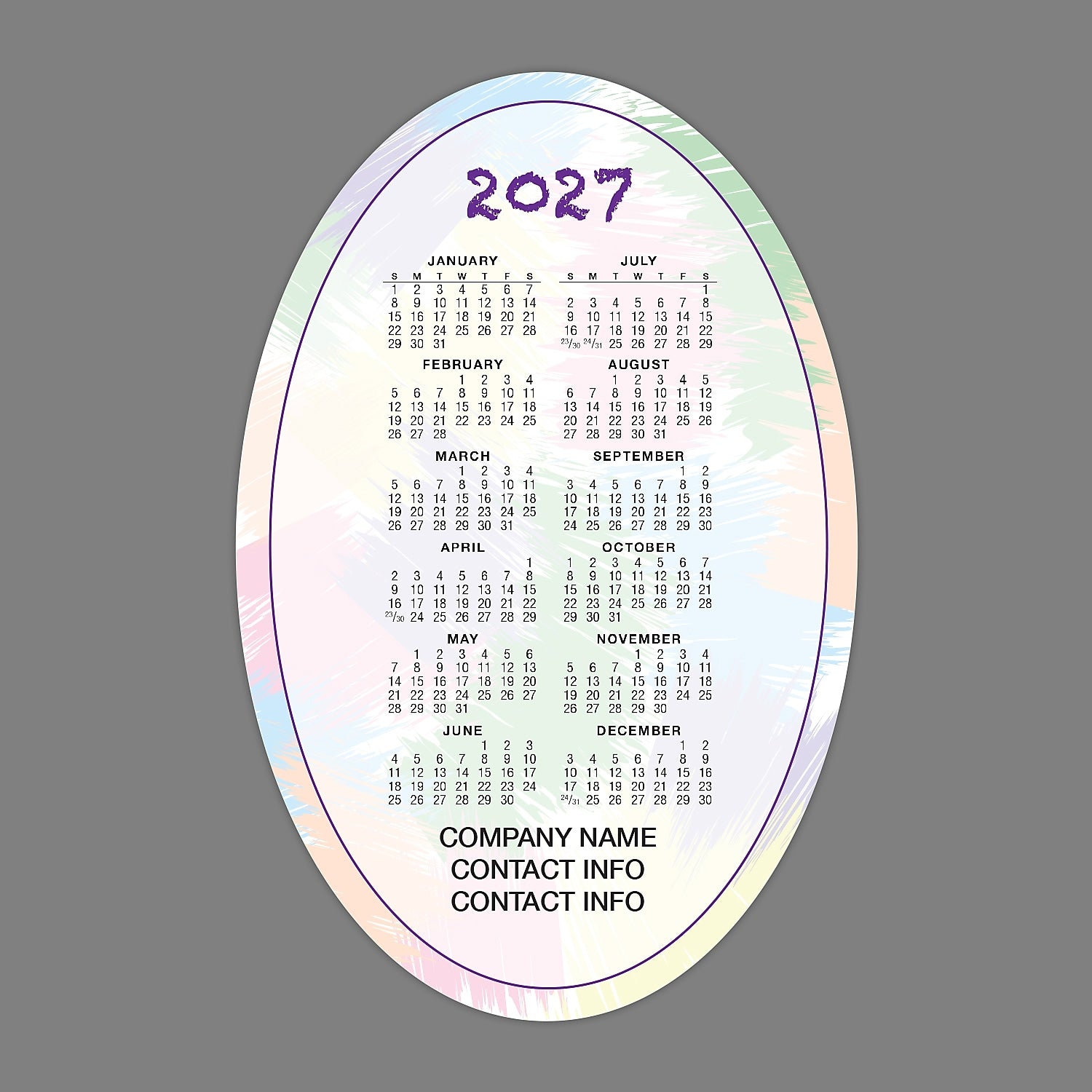 Full Color Magnetic Sign, Oval, Vertical, 6" x 4"