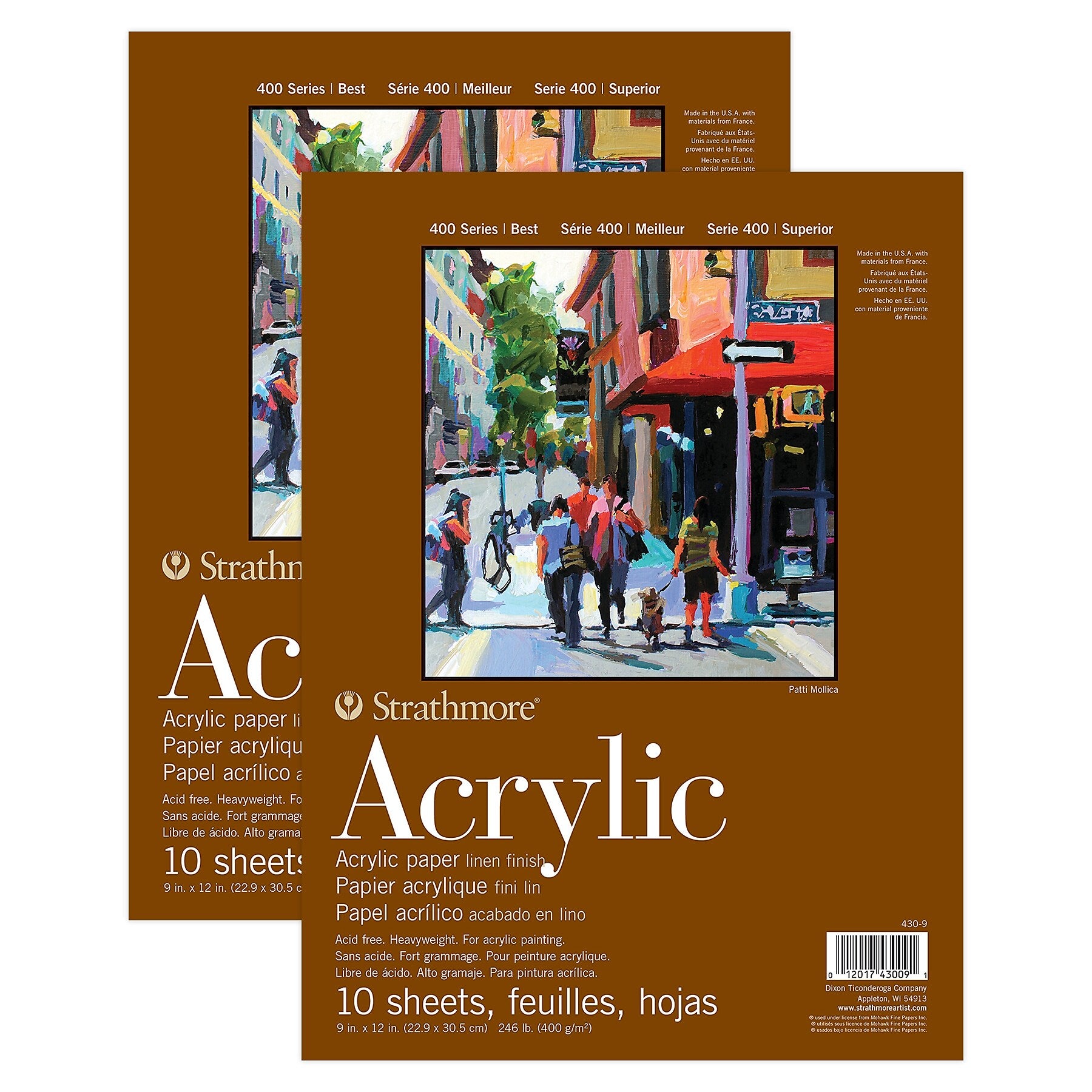 Strathmore 400 Series 9" x 12" Acrylic Pad, 10 Sheets/Pad, 2 Pads/Bundle (STTP430903-2)
