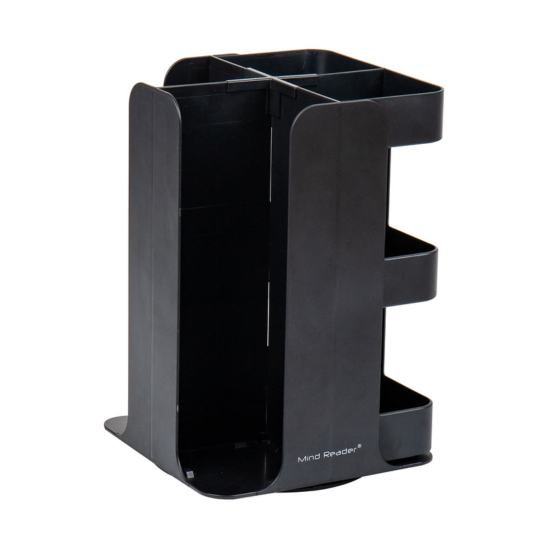 Mind Reader Plastic 8-Compartment Cup and Condiment Carousel Countertop Organizer, Black (CUPOSPIN-BLK)