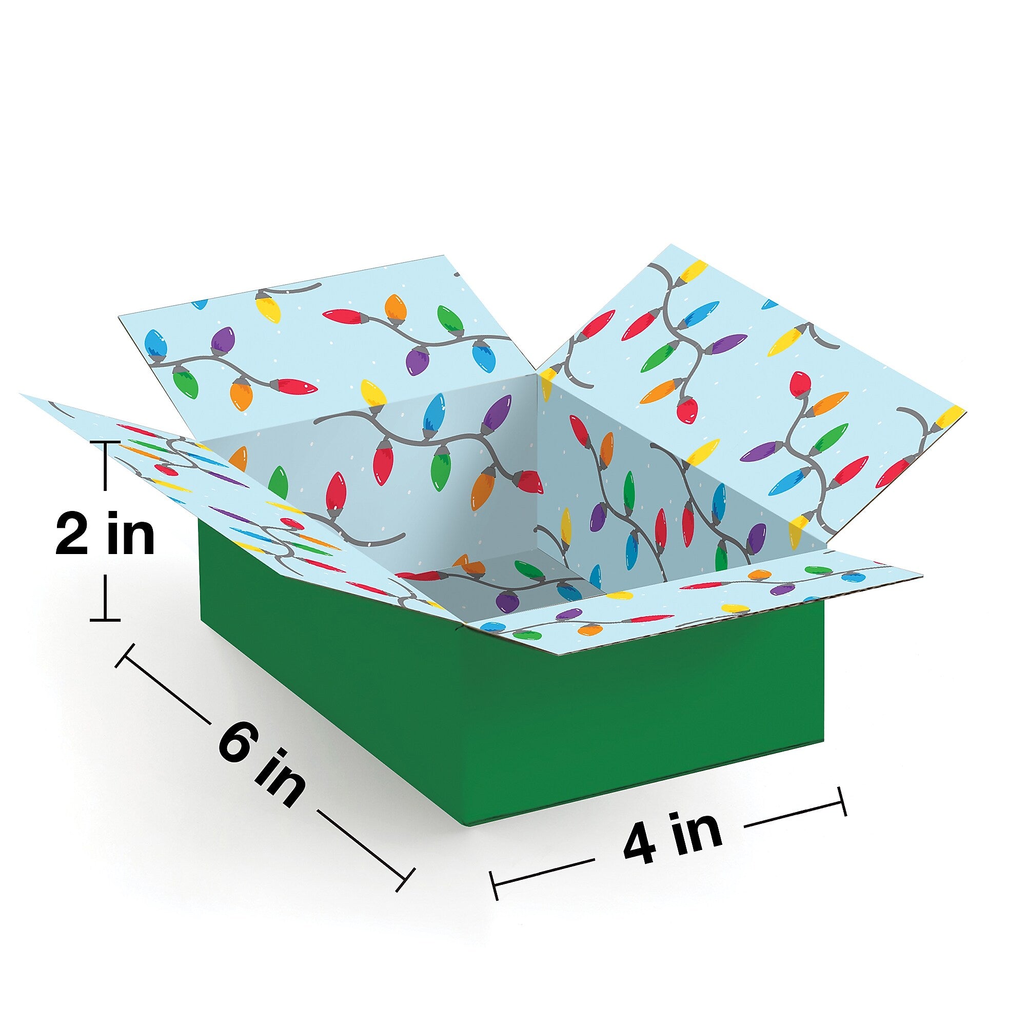 6" x 4" x 2" Decorative Holiday Lights Shipping Box, Small Gift Packaging, 200# Mullen Rated, 2/Pack (2024052)
