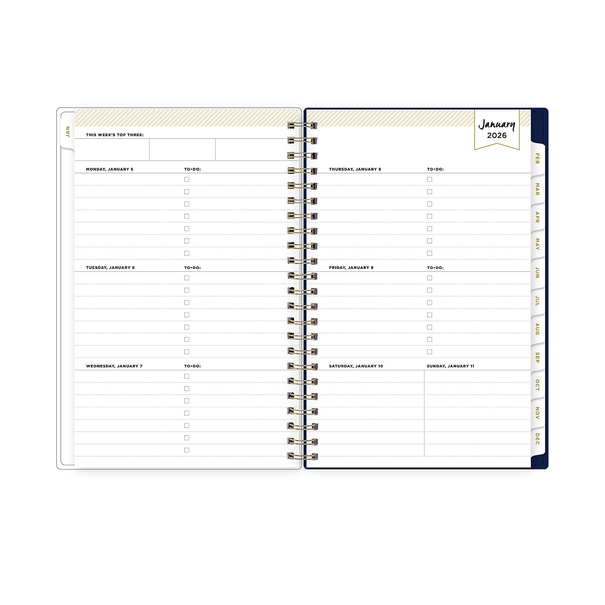 Planning Calendar DD Meadow Blue Poly CYO 5x8 RY26 Wkly/Mthly Safety Wirebound -