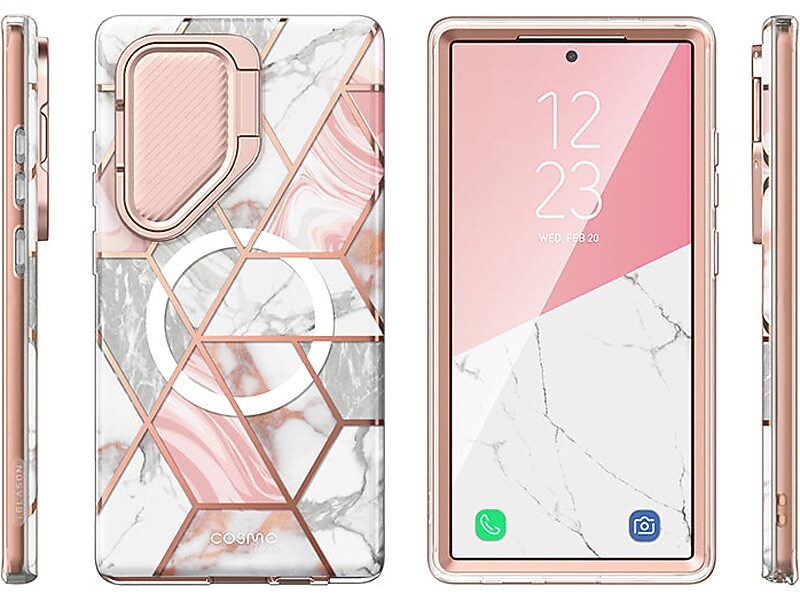 i-Blason Cosmo Cute Marble Pink MagSafe Case for Samsung Galaxy S24 Ultra, Shock-Absorbing