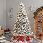 Nearly Natural 9-ft Flocked White River Mountain Pine Artificial Christmas Tree with Pinecones and 650 Clear LED Lights (T3384)