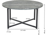 Household Essentials Jamestown 31.5"Dia. Laminate Round Coffee Table, Rustic Slate Concrete/Black (8096-1)