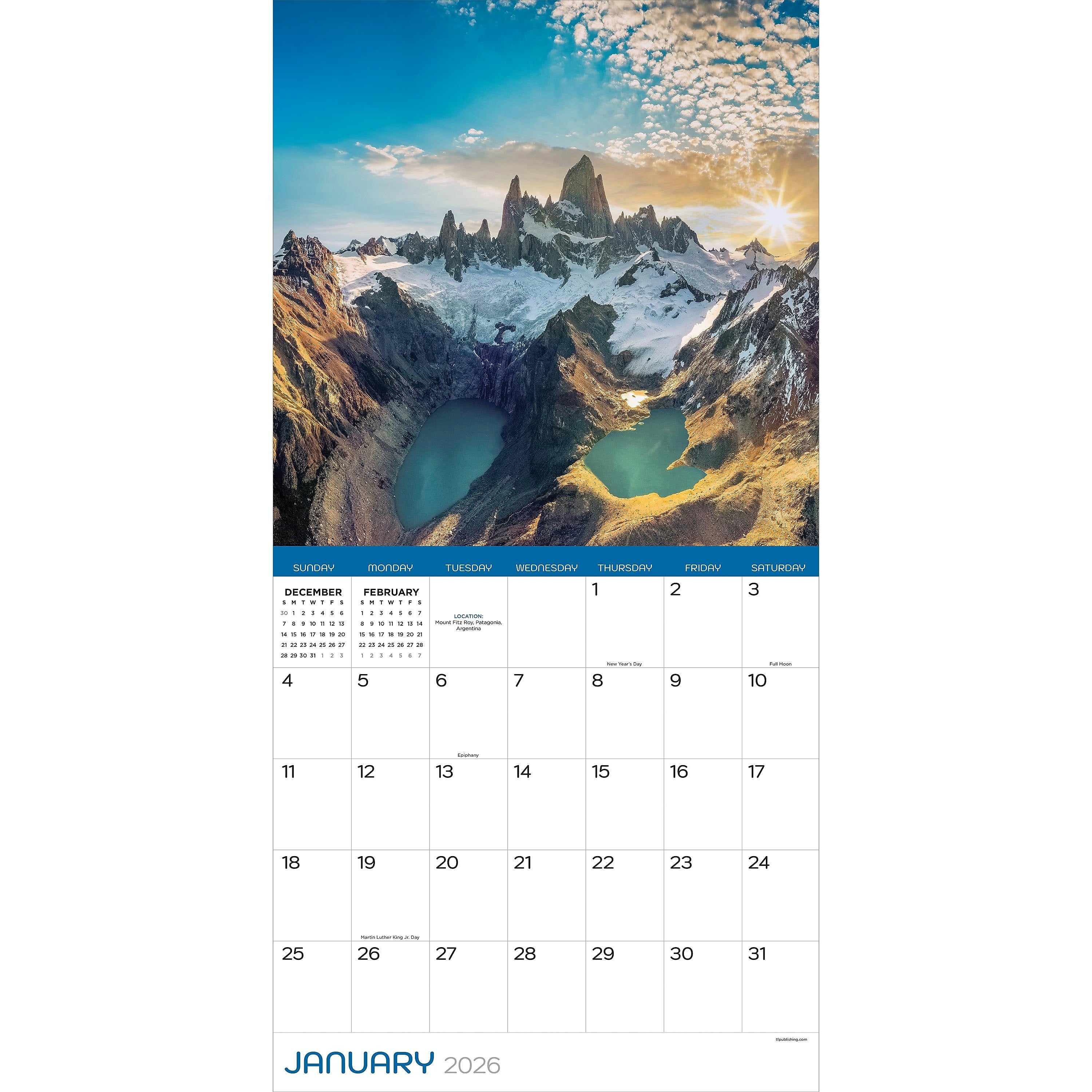 2026 TF Publishing Mountains 12" x 12" Monthly Wall Calendar, Multi (26-1017)