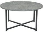 Household Essentials Jamestown 31.5"Dia. Laminate Round Coffee Table, Rustic Slate Concrete/Black (8096-1)