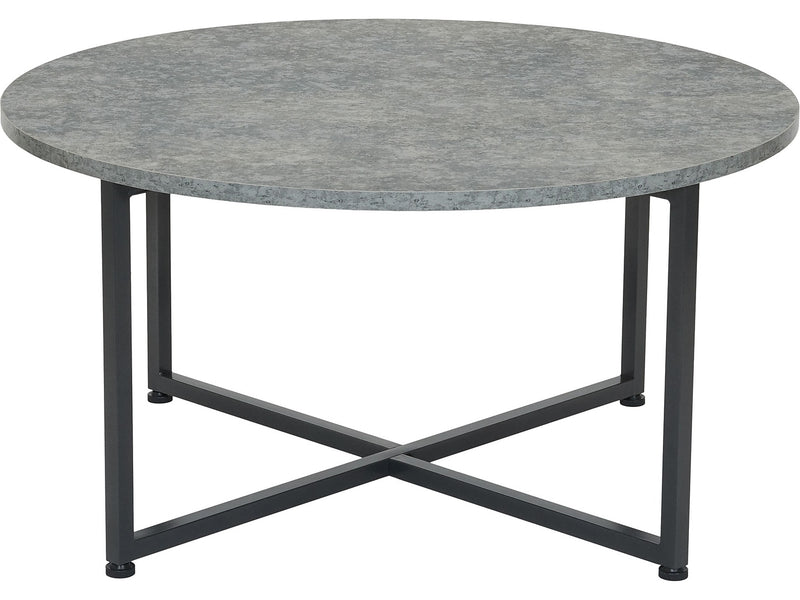 Household Essentials Jamestown 31.5"Dia. Laminate Round Coffee Table, Rustic Slate Concrete/Black (8096-1)