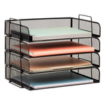 Mind Reader Metal Side Loading Stackable Letter Tray, Letter Size, Black (DSTACK4-BLK)
