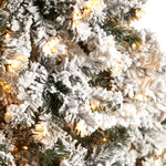 Nearly Natural 10-ft Flocked West Virginia Fir Artificial Christmas Tree with 800 Clear LED Lights and 1680 Tips (T3381)