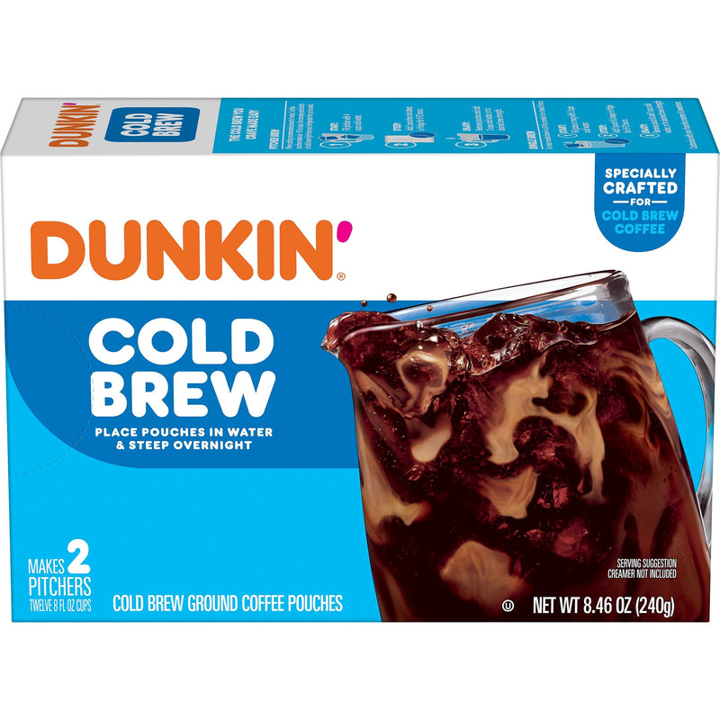 Dunkin' Cold Brew Ground Coffee Packets, 8.46 oz., 2/Box (8133400988)