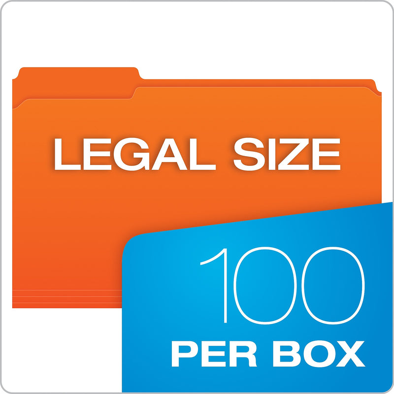 Pendaflex File Folder, 1-Tab, Assorted, Legal Size, Orange, 100/Box (R153 1/3 ORA)