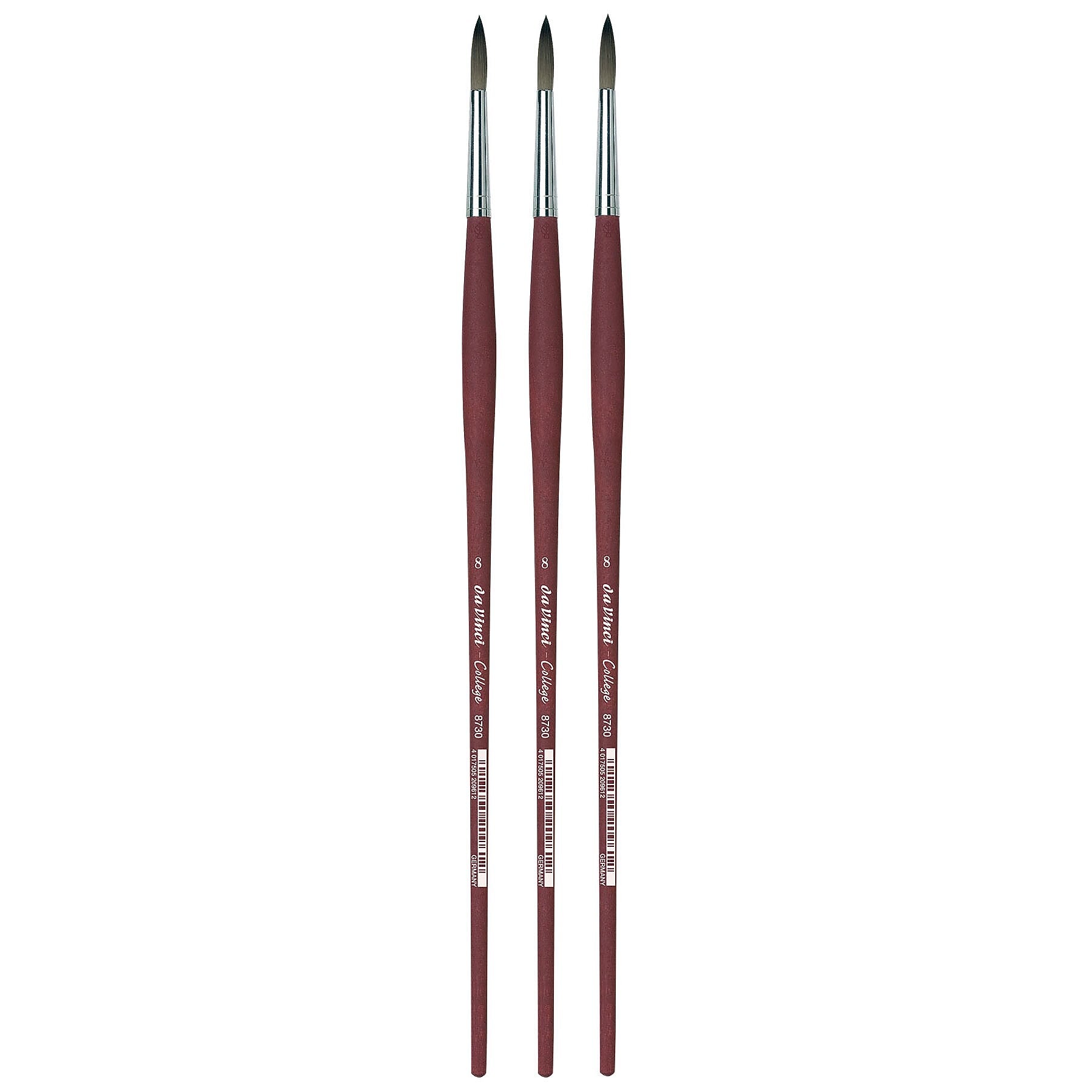 da Vinci COLLEGE Oil and Acrylic Synthetic Student Round Brush, 3 Brushes/Pack (DVXVA87308-3)