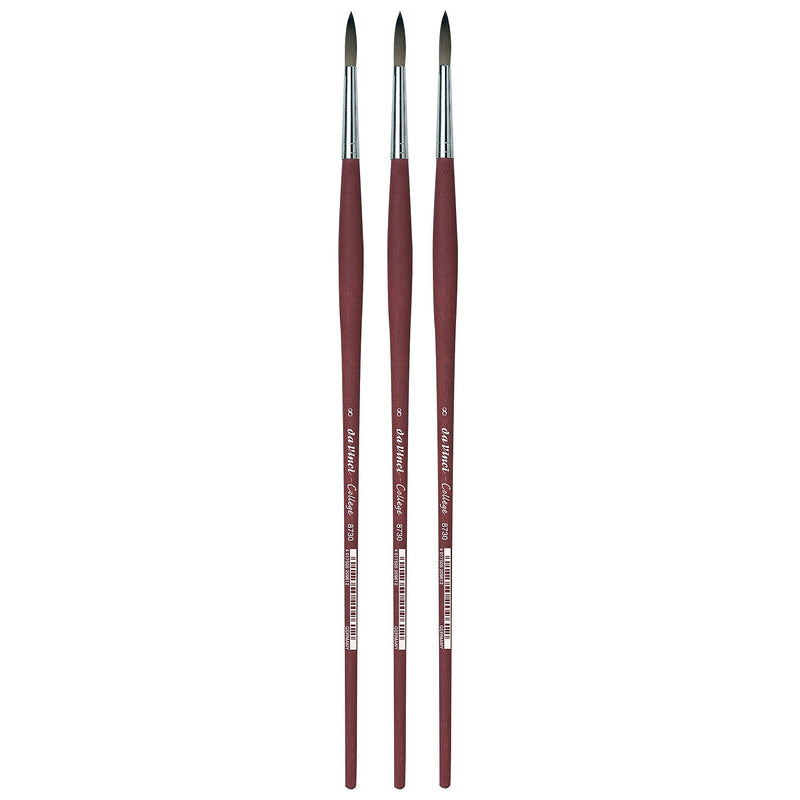 da Vinci COLLEGE Oil and Acrylic Synthetic Student Round Brush, 3 Brushes/Pack (DVXVA87308-3)