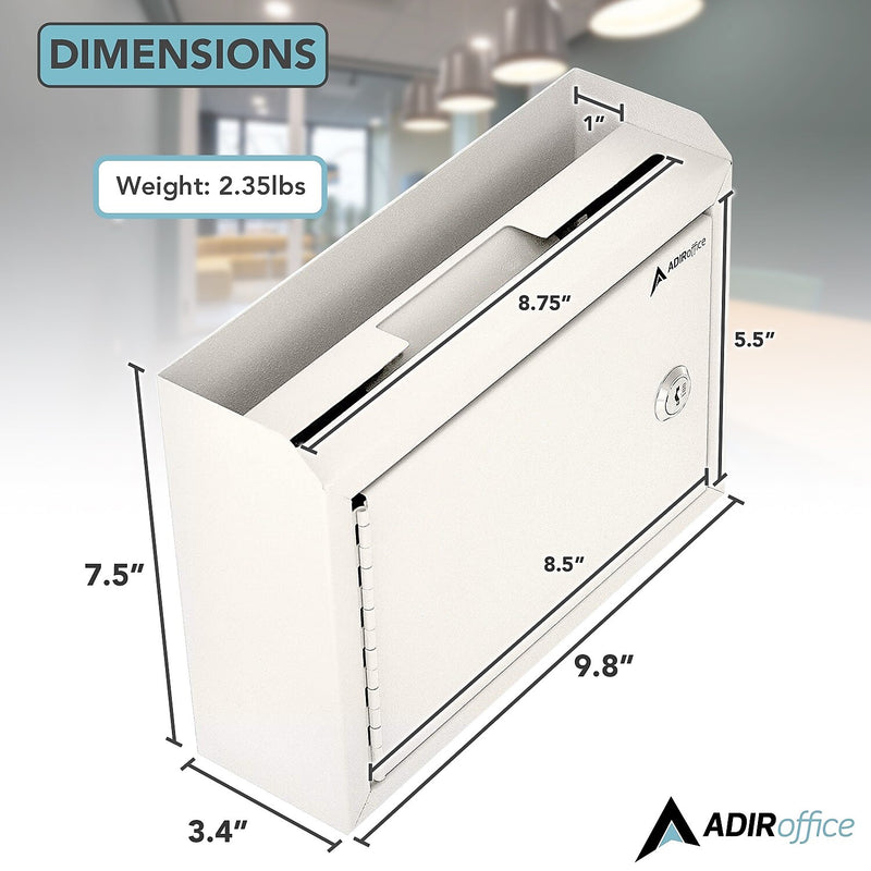 AdirOffice Steel Multipurpose Interoffice Mailbox Drop Box, Medium, White (631-02-WHI-PKG)