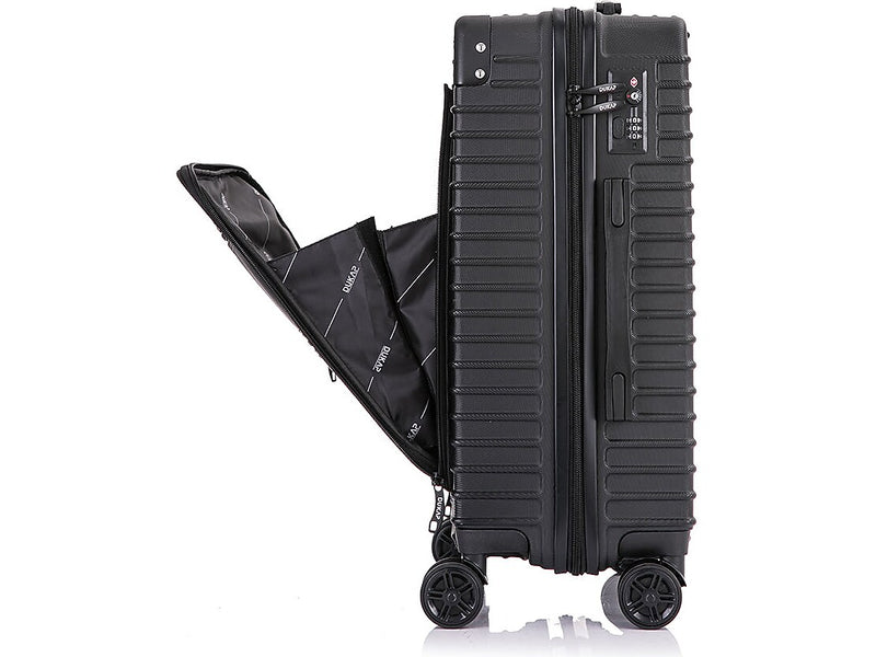 DUKAP Tour 20" Hardside Carry-On Suitcase, 4-Wheeled Spinner, TSA Checkpoint Friendly, Black (DKTOU00S-BLK)